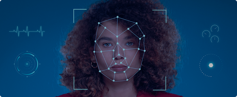 AI face recognition technology with facial detection
